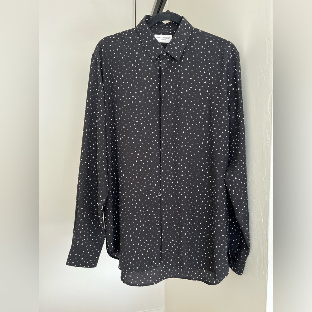 Saint Laurent Black and White Polka Dot Shirt